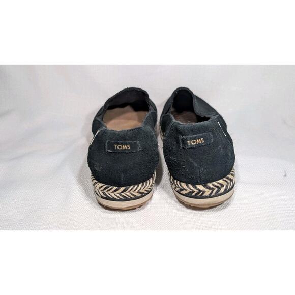 Tom's Women's Palma Espadrille Slip On Suede Flat Platform Shoe Sz US 9 black - Picture 2 of 7